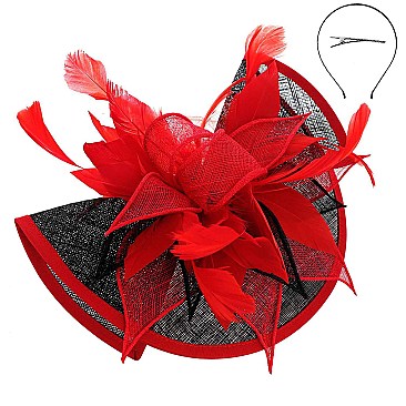 Two-Tone Elegant Folded Sinamay Feather Fascinator