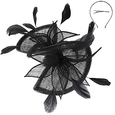 SINAMAY FEATHER FOLDED FASCINATOR