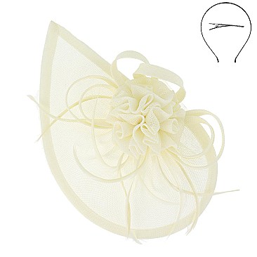 FEATHER FLORAL CRESCENT DESIGN FASCINATOR