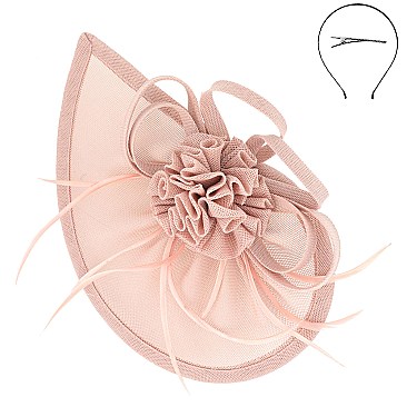 FEATHER FLORAL CRESCENT DESIGN FASCINATOR