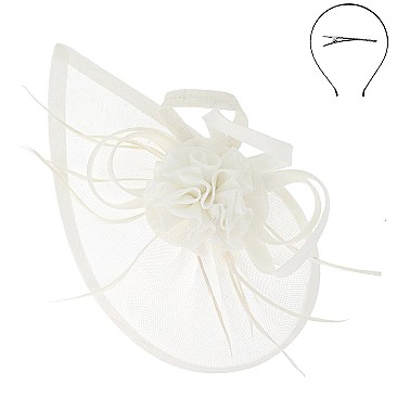 FEATHER FLORAL CRESCENT DESIGN FASCINATOR