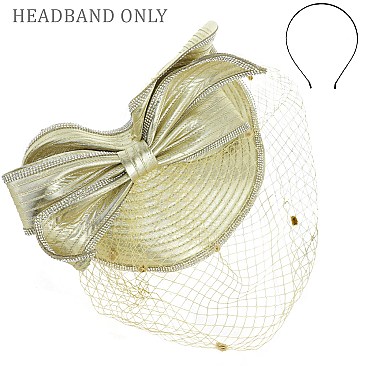 Large Rhinestone Satin Classic  Fascinator W Mesh