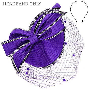 Large Rhinestone Satin Classic  Fascinator W Mesh