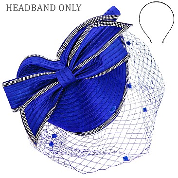 Large Rhinestone Satin Classic  Fascinator W Mesh