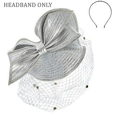 Large Rhinestone Satin Classic  Fascinator W Mesh