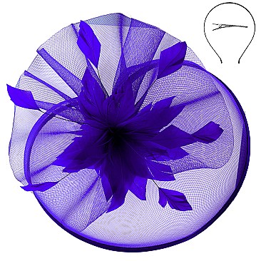 Large Floral Mesh Fascinator with Satin Trimmed Net