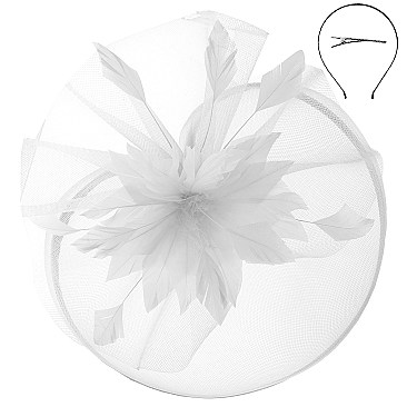 Large Floral Mesh Fascinator with Satin Trimmed Net