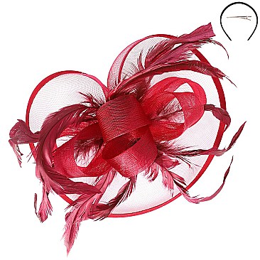 Classy FASCINATOR with Loopy Satin Trim and Feathers