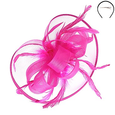 Classy FASCINATOR with Loopy Satin Trim and Feathers