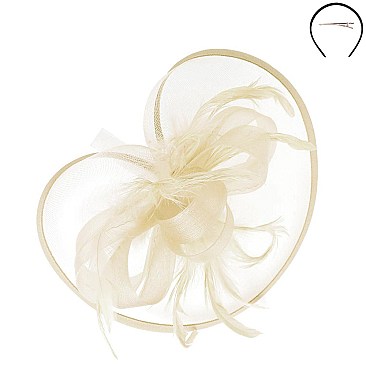 Classy FASCINATOR with Loopy Satin Trim and Feathers