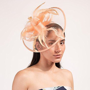 Classy FASCINATOR with Loopy Satin Trim and Feathers