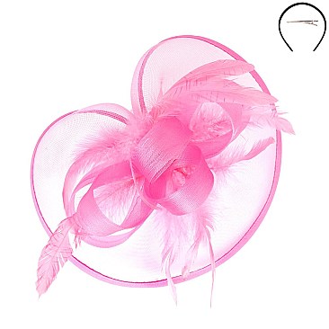 Classy FASCINATOR with Loopy Satin Trim and Feathers