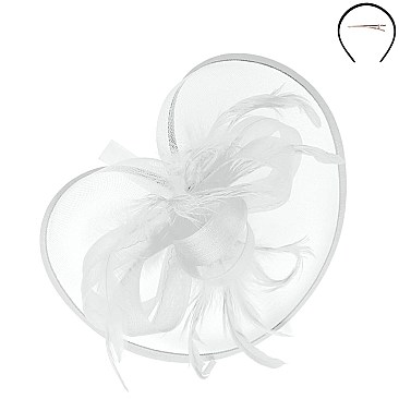 Classy FASCINATOR with Loopy Satin Trim and Feathers