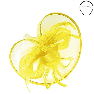 Classy FASCINATOR with Loopy Satin Trim and Feathers