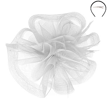 Large Mesh Wavy FASCINATOR with Feathers