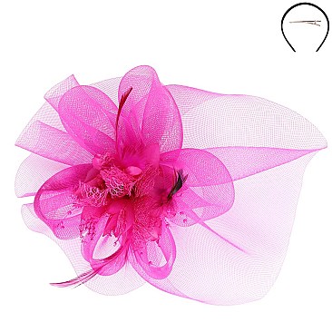 Classy Loopy Mesh Flower Center Accent FASCINATOR