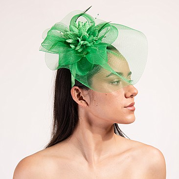 Classy Loopy Mesh Flower Center Accent FASCINATOR