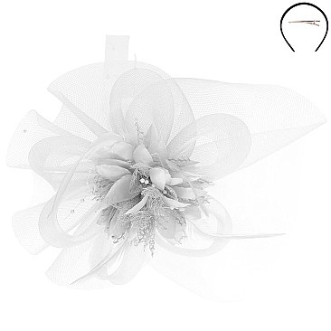 Classy Loopy Mesh Flower Center Accent FASCINATOR