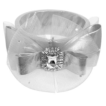 LARGE Crystal Bow NETTED DECORATIVE HEADPIECE