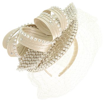 Classy Satin Fascinator with Rhinestone Trimmed Bow