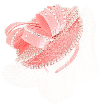 Classy Satin Fascinator with Rhinestone Trimmed Bow