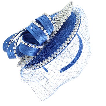 Classy Satin Fascinator with Rhinestone Trimmed Bow