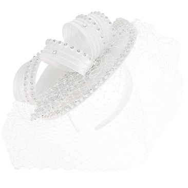Classy Satin Fascinator with Rhinestone Trimmed Bow
