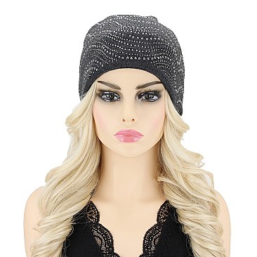 CHIC WAVY GEM STONE WOVEN BEANIE