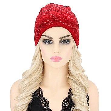 CHIC WAVY GEM STONE WOVEN BEANIE