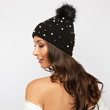 Soft Beanie With Pearl Beads