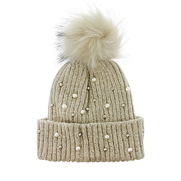 Soft Beanie With Pearl Beads