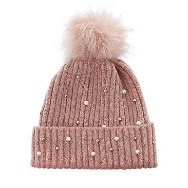 Soft Beanie With Pearl Beads