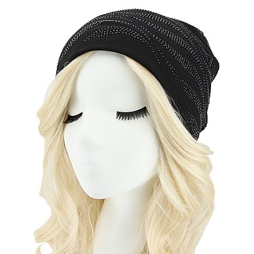 TRENDY ZEBRA PRINT GEM RHINESTONE BEANIE