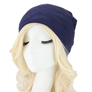 TRENDY ZEBRA PRINT GEM RHINESTONE BEANIE