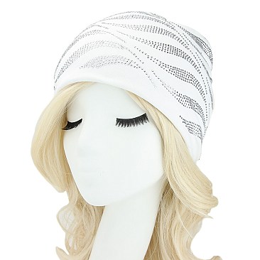 TRENDY ZEBRA PRINT GEM RHINESTONE BEANIE