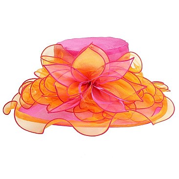 Elegant Medium Two Tone Organza Hat with bow SLHTO2141