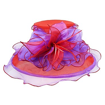 Elegant Medium Two Tone Organza Hat with bow SLHTO2141