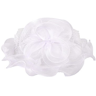 CLASSY KENTUCKY DERBY ORGANZA FLORAL WIDE BRIM HAT