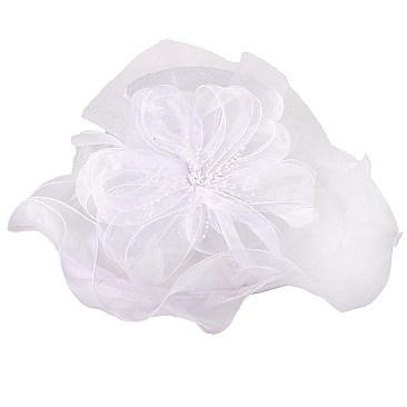 ELEGANT KENTUCKY DERBY ORGANZA FLORAL FLAT TOP HAT