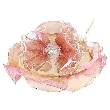 2 Tone ORGANZA Derby Hat with Large Button