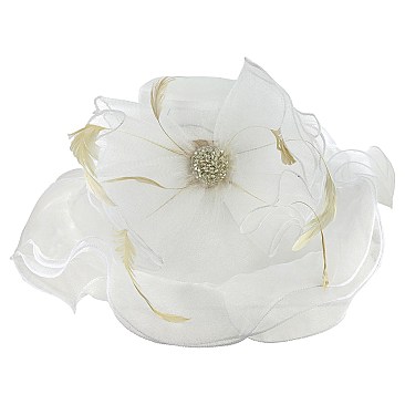 2 Tone ORGANZA Derby Hat with Large Button