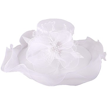 WHOLESALE BEADED KENTUCKY DERBY ORGANZA CENTER FLORAL HAT