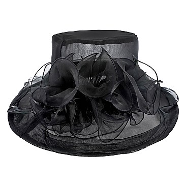 FASHIONABLE KENTUCKY DERBY ORGANZA FLAT TOP HAT