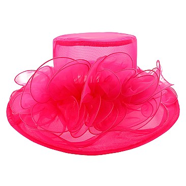 FASHIONABLE KENTUCKY DERBY ORGANZA FLAT TOP HAT