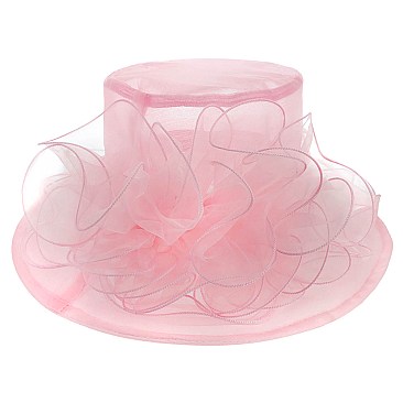 FASHIONABLE KENTUCKY DERBY ORGANZA FLAT TOP HAT