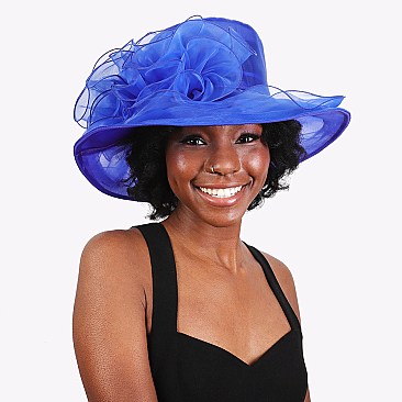 FASHIONABLE KENTUCKY DERBY ORGANZA FLAT TOP HAT