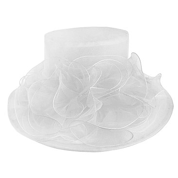 FASHIONABLE KENTUCKY DERBY ORGANZA FLAT TOP HAT