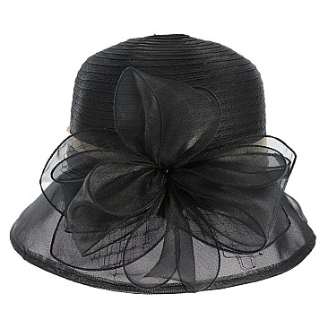 Southern Style Organza CLOCHE HAT with Belt