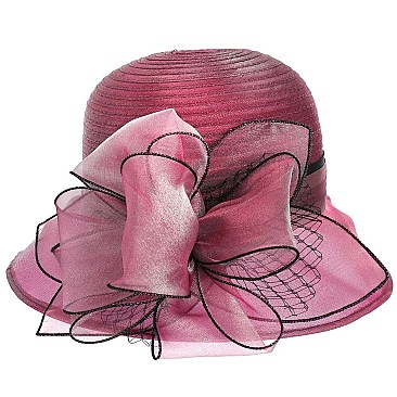 Southern Style Organza CLOCHE HAT with Belt