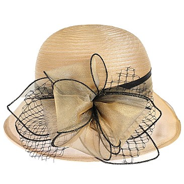 Southern Style Organza CLOCHE HAT with Belt